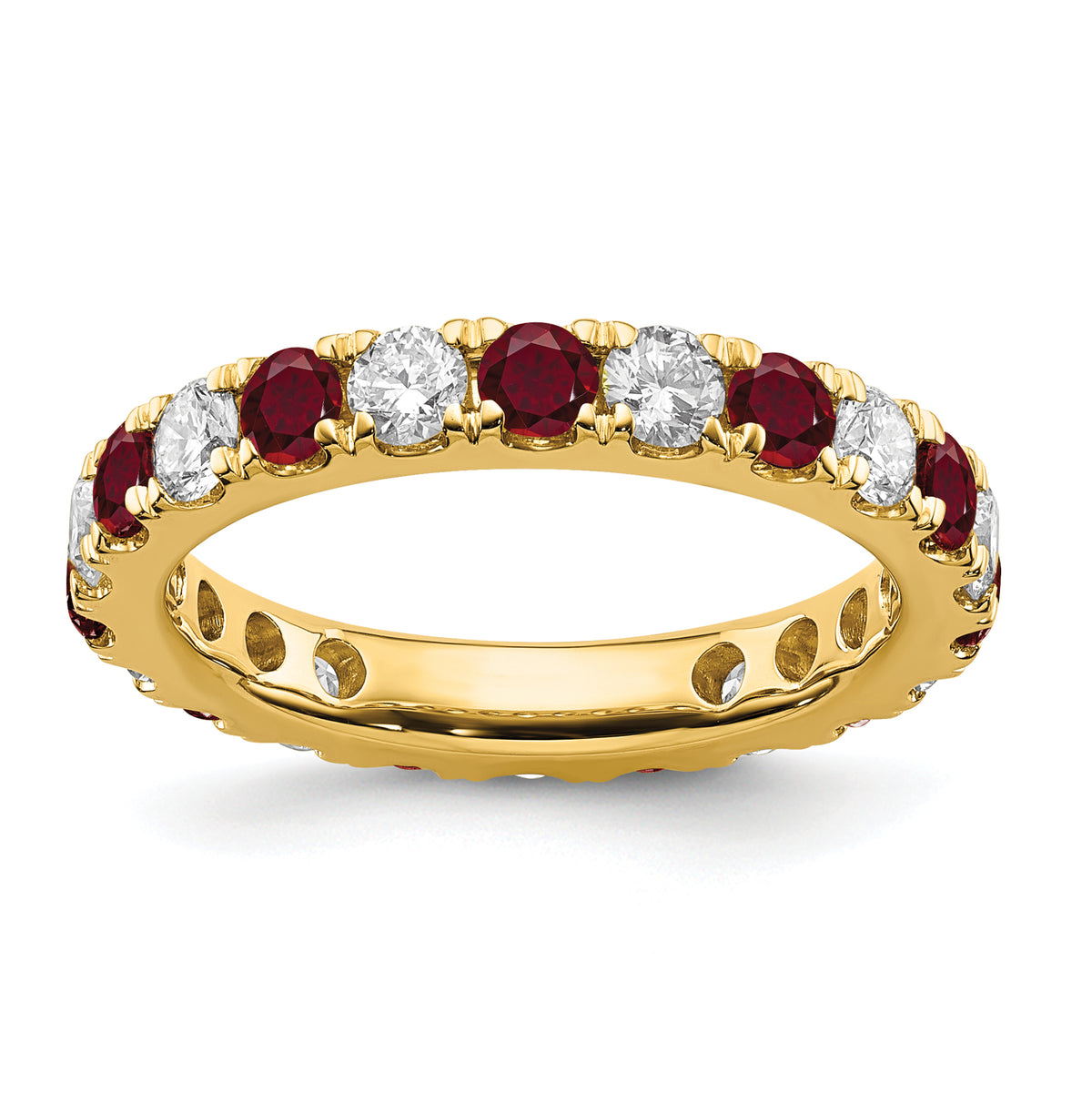 Lab Grown Diamond & Created Ruby Eternity Band - 14k Yellow Gold / 1 ctw. / 4