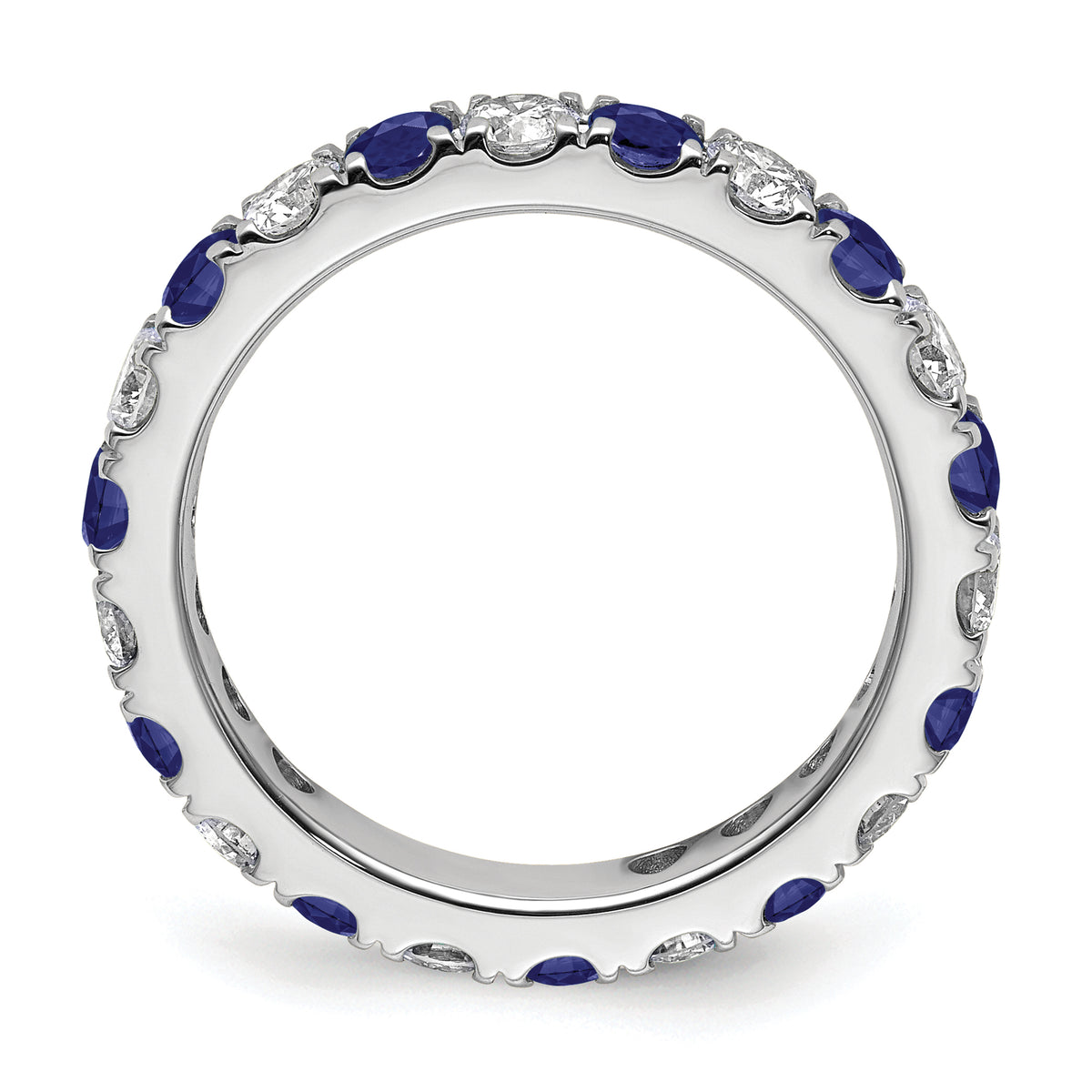 Lab Grown Diamond & Created Blue Sapphire Eternity Band - 14k White Gold / 1 ctw. / 4