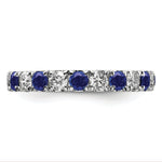 Lab Grown Diamond & Created Blue Sapphire Eternity Band - 14k White Gold / 1 ctw. / 4