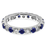 Lab Grown Diamond & Created Blue Sapphire Eternity Band - 14k White Gold / 1 ctw. / 4