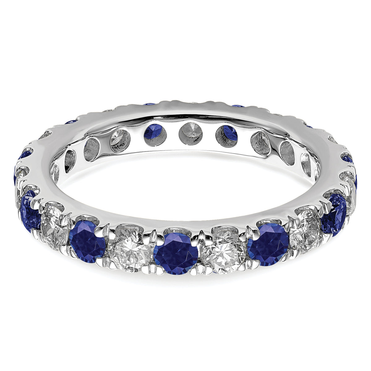 Lab Grown Diamond & Created Blue Sapphire Eternity Band - 14k White Gold / 1 ctw. / 4