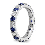 Lab Grown Diamond & Created Blue Sapphire Eternity Band - 14k White Gold / 1 ctw. / 4