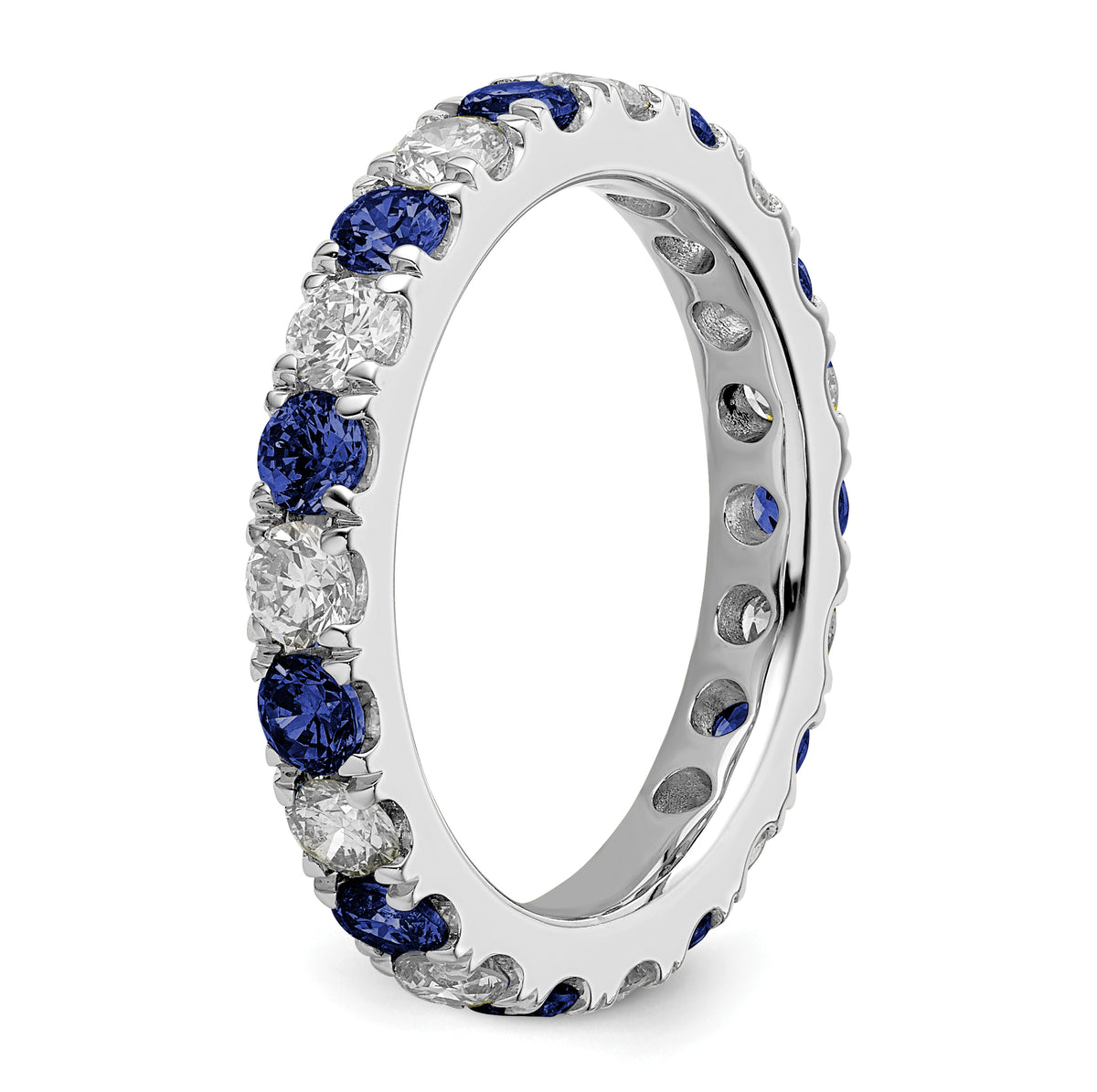 Lab Grown Diamond & Created Blue Sapphire Eternity Band - 14k White Gold / 1 ctw. / 4