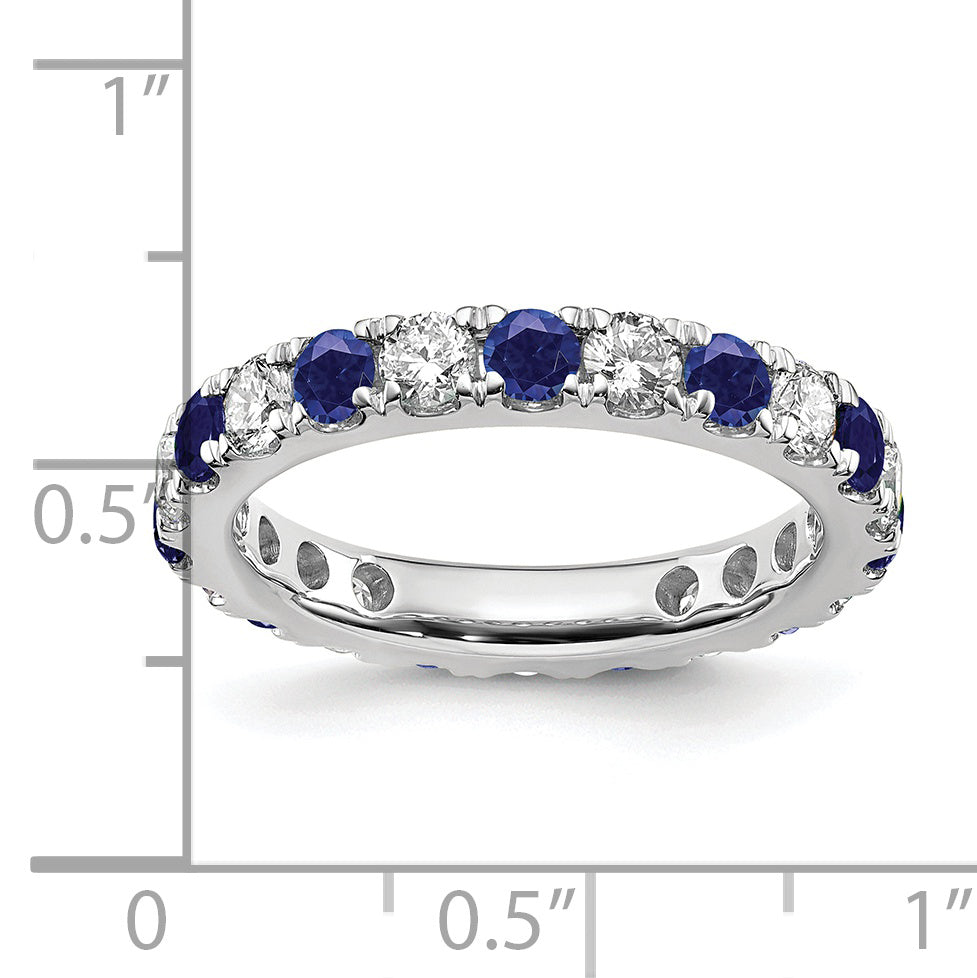 Lab Grown Diamond & Created Blue Sapphire Eternity Band - 14k White Gold / 1 ctw. / 4