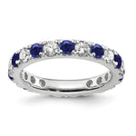 Lab Grown Diamond & Created Blue Sapphire Eternity Band - 14k White Gold / 1 ctw. / 4