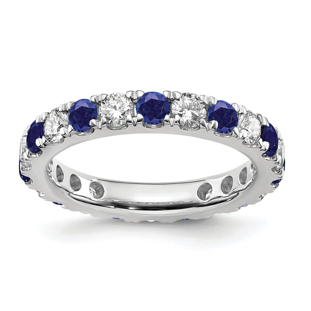 Lab Grown Diamond & Created Blue Sapphire Eternity Band - 14k White Gold / 1 ctw. / 4