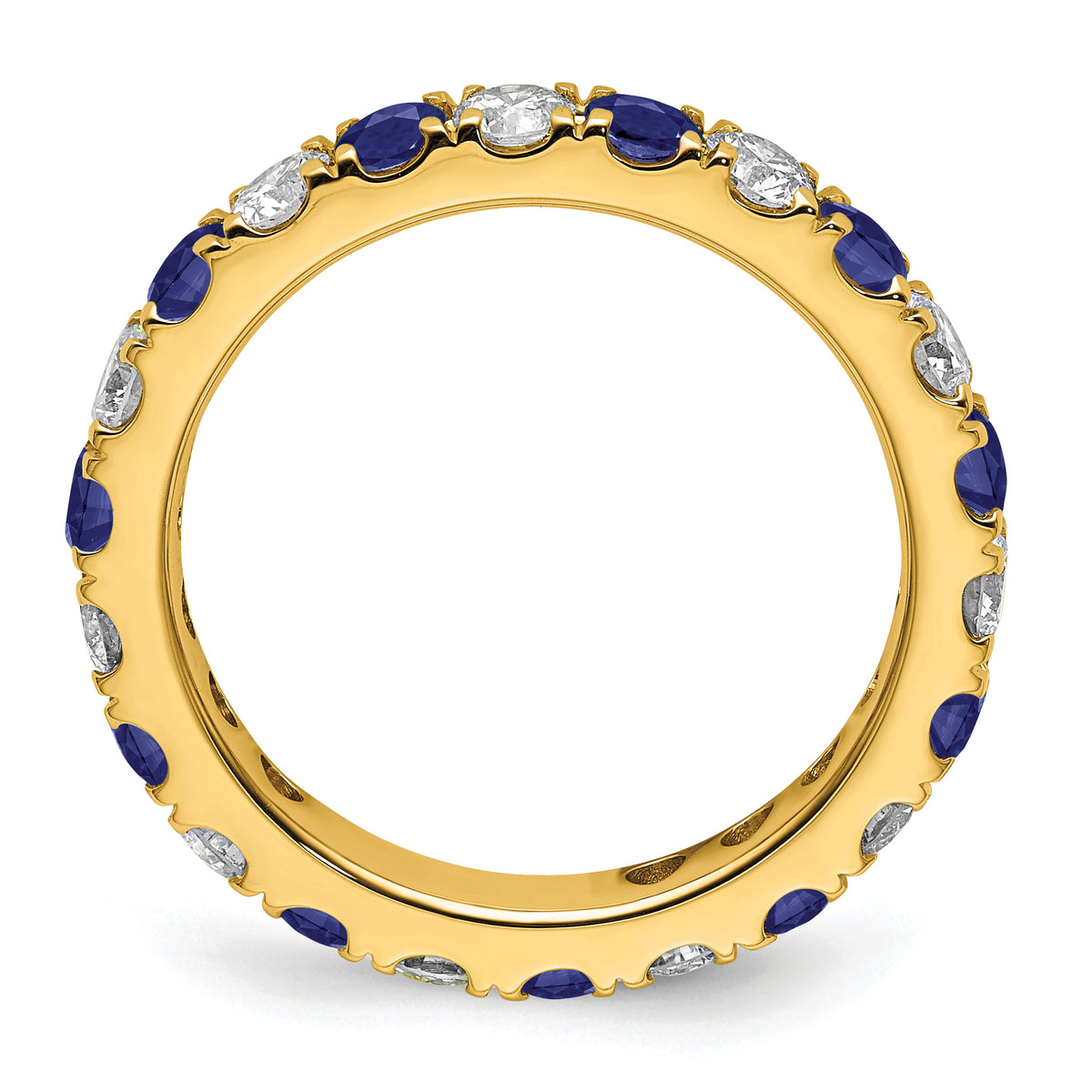 Lab Grown Diamond & Created Blue Sapphire Eternity Band - 14k Yellow Gold / 1 ctw. / 4