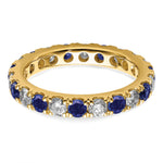Lab Grown Diamond & Created Blue Sapphire Eternity Band - 14k Yellow Gold / 1 ctw. / 4