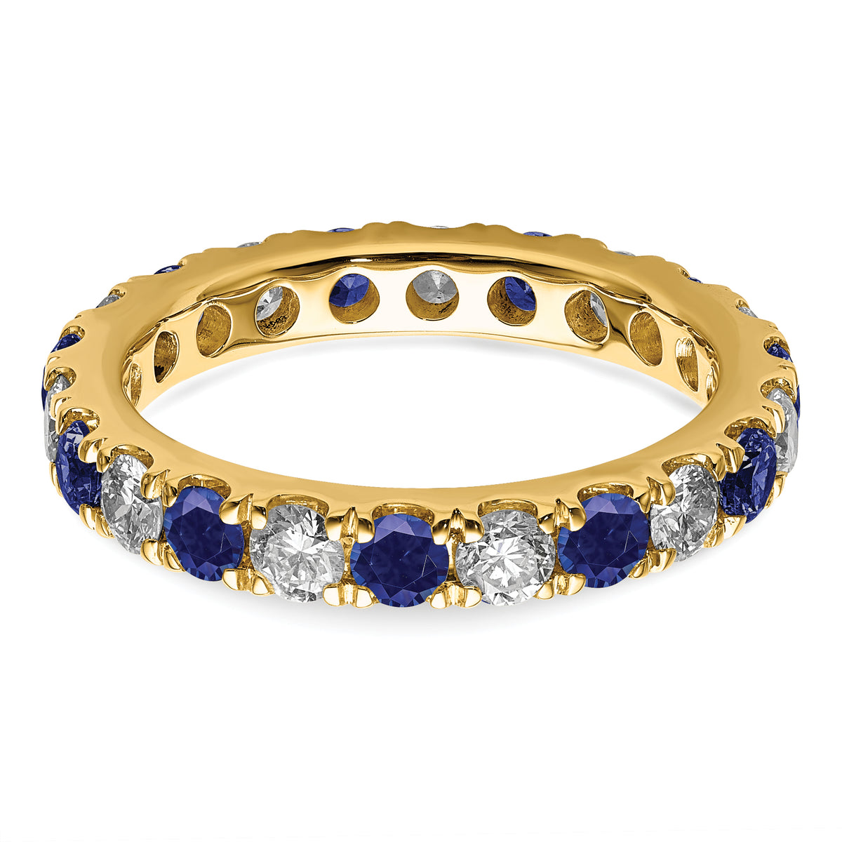 Lab Grown Diamond & Created Blue Sapphire Eternity Band - 14k Yellow Gold / 1 ctw. / 4