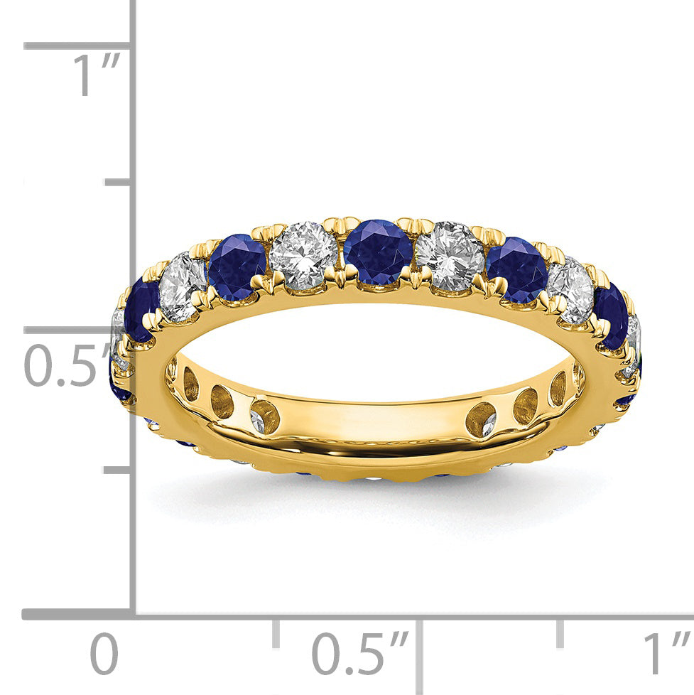 Lab Grown Diamond & Created Blue Sapphire Eternity Band - 14k Yellow Gold / 1 ctw. / 4