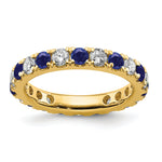 Lab Grown Diamond & Created Blue Sapphire Eternity Band - 14k Yellow Gold / 1 ctw. / 4