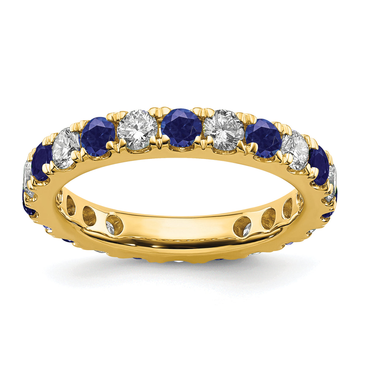 Lab Grown Diamond & Created Blue Sapphire Eternity Band - 14k Yellow Gold / 1 ctw. / 4