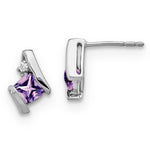 Gemstone & Diamond Earrings - 10k White Gold / Amethyst / Purple