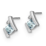 Gemstone & Diamond Earrings - 10k White Gold / Aquamarine / Blue