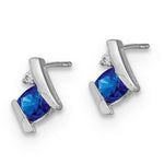 Gemstone & Diamond Earrings - 10k White Gold / Sapphire, Lab Created / Blue