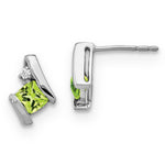 Gemstone & Diamond Earrings - 10k White Gold / Peridot / Green