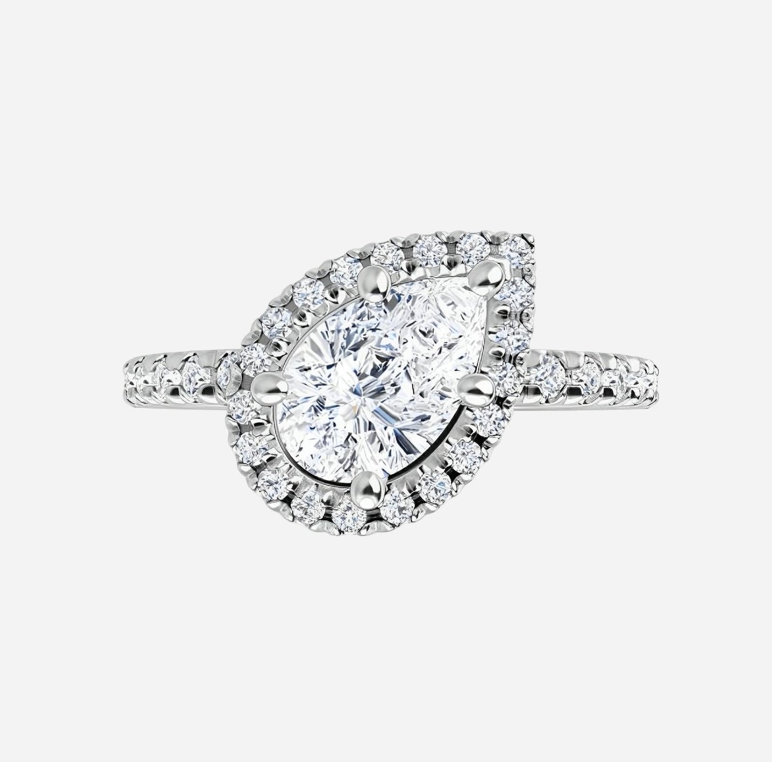 Bridal set rose gold lab grown diamonds pear shape