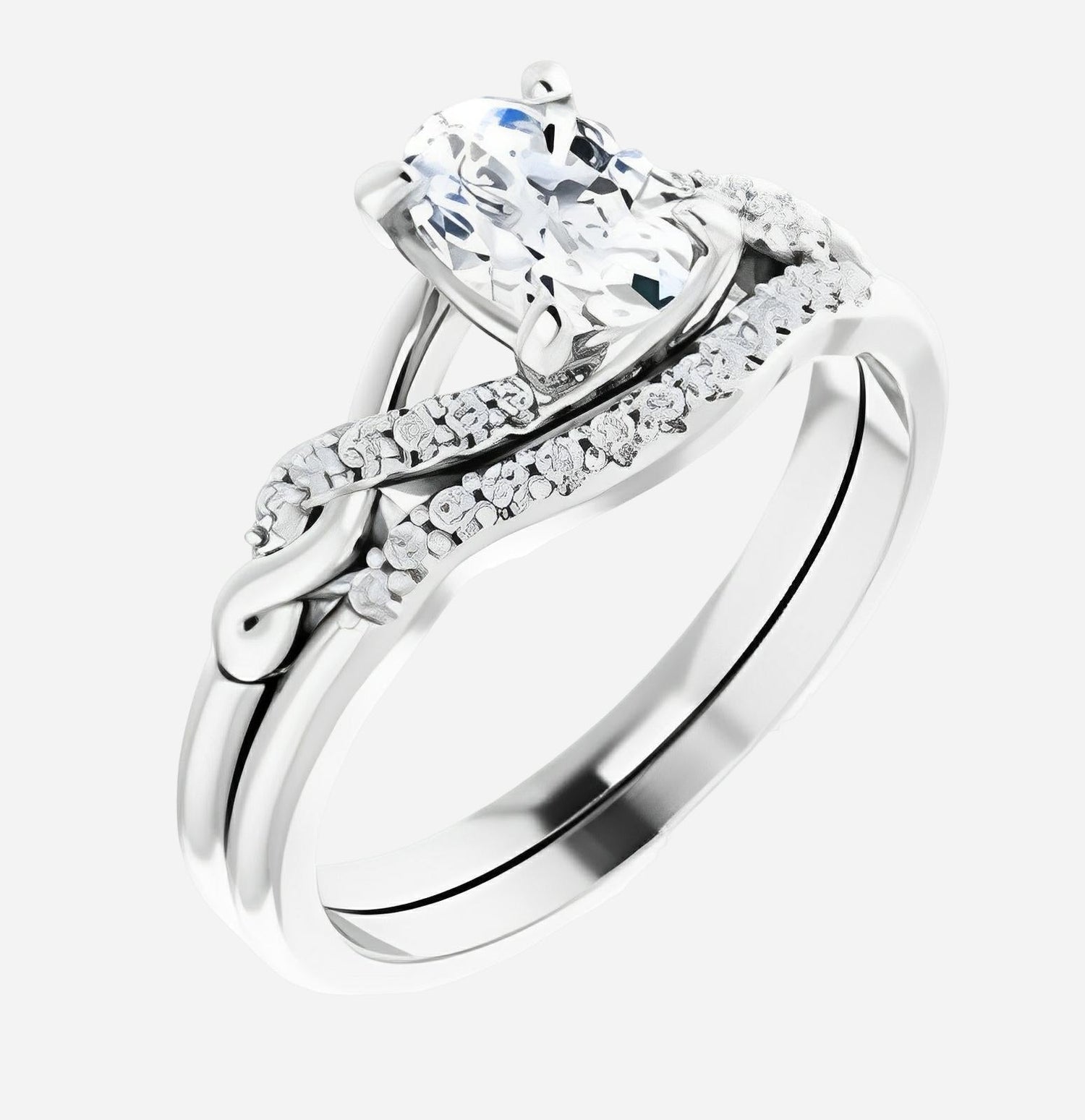 Bridal set, rose gold and diamond
