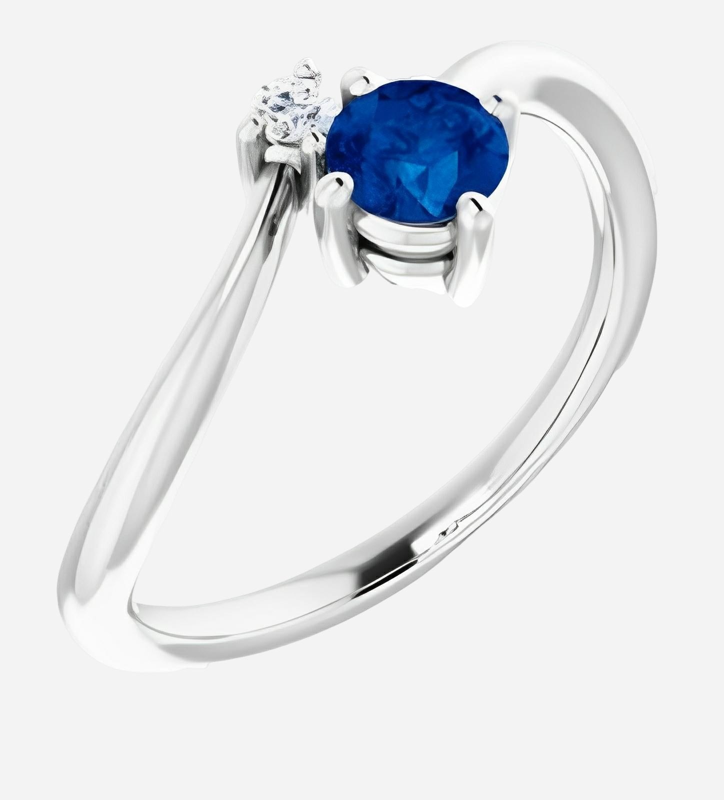 Blue sapphire color gem ring with lab grown diamond