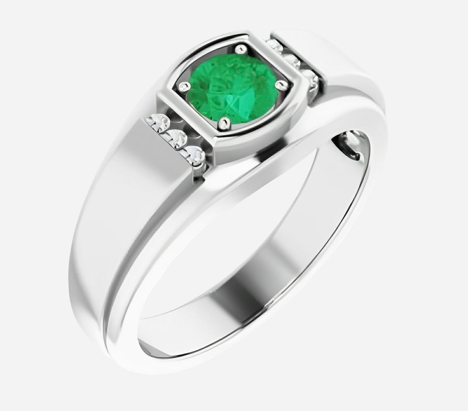 Emerald Imitation ring with yellow gold & 1/10ctw lab grown diamonds