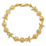 14k Yellow Gold Polished Sea Shell Theme 7.5 inch Bracelet, view 4