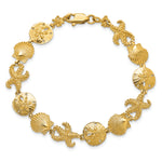 14k Yellow Gold Polished Seashell Theme 7.25 inch Bracelet, view 4
