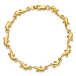 14k Yellow Gold Polished Dolphin 7 inch Bracelet, view 4