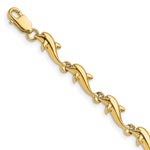 14k Yellow Gold Polished Dolphin 7 inch Bracelet