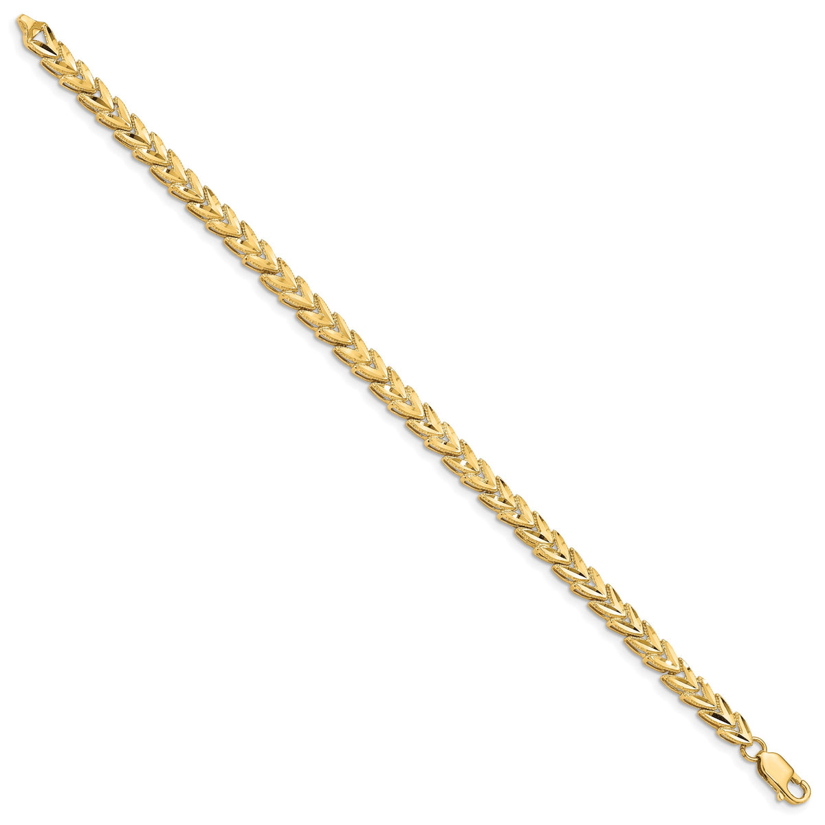 14k Yellow Gold Polished 5mm Diamond-cut 7 inch Bracelet, view 2