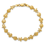 14k Yellow Gold Polished and Textured Sea Life 7 inch Bracelet, view 4