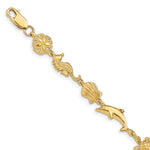 14k Yellow Gold Polished Sea Life 7 inch Bracelet