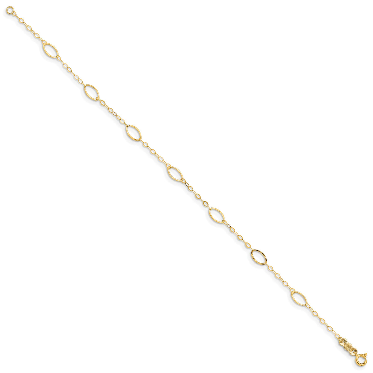 14k Yellow Gold Oval Design Diamond-cut Bracelet, view 2 - 7.25 in
