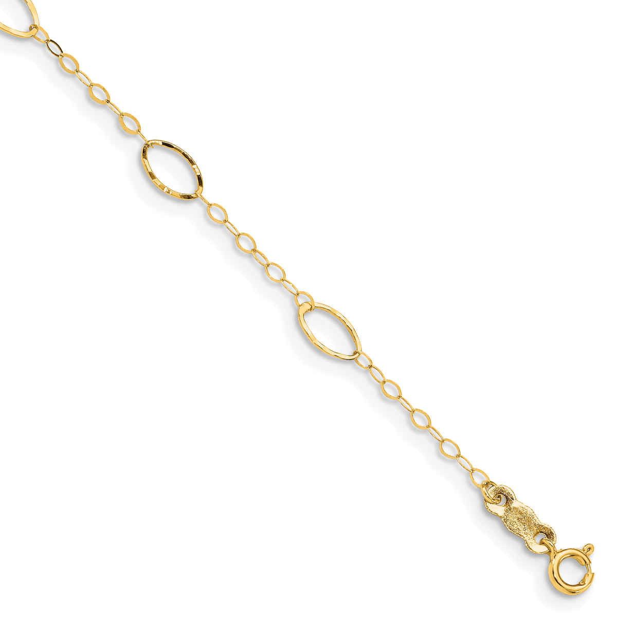 14k Yellow Gold Oval Design Diamond-cut Bracelet - 6 in