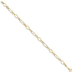 14k Yellow Gold Polished and Textured Oval Link 7.25 inch Bracelet, view 2