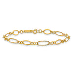 14k Yellow Gold Polished and Textured Oval Link 7.25 inch Bracelet, view 3