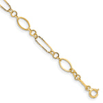 14k Yellow Gold Polished and Textured Oval Link 7.25 inch Bracelet