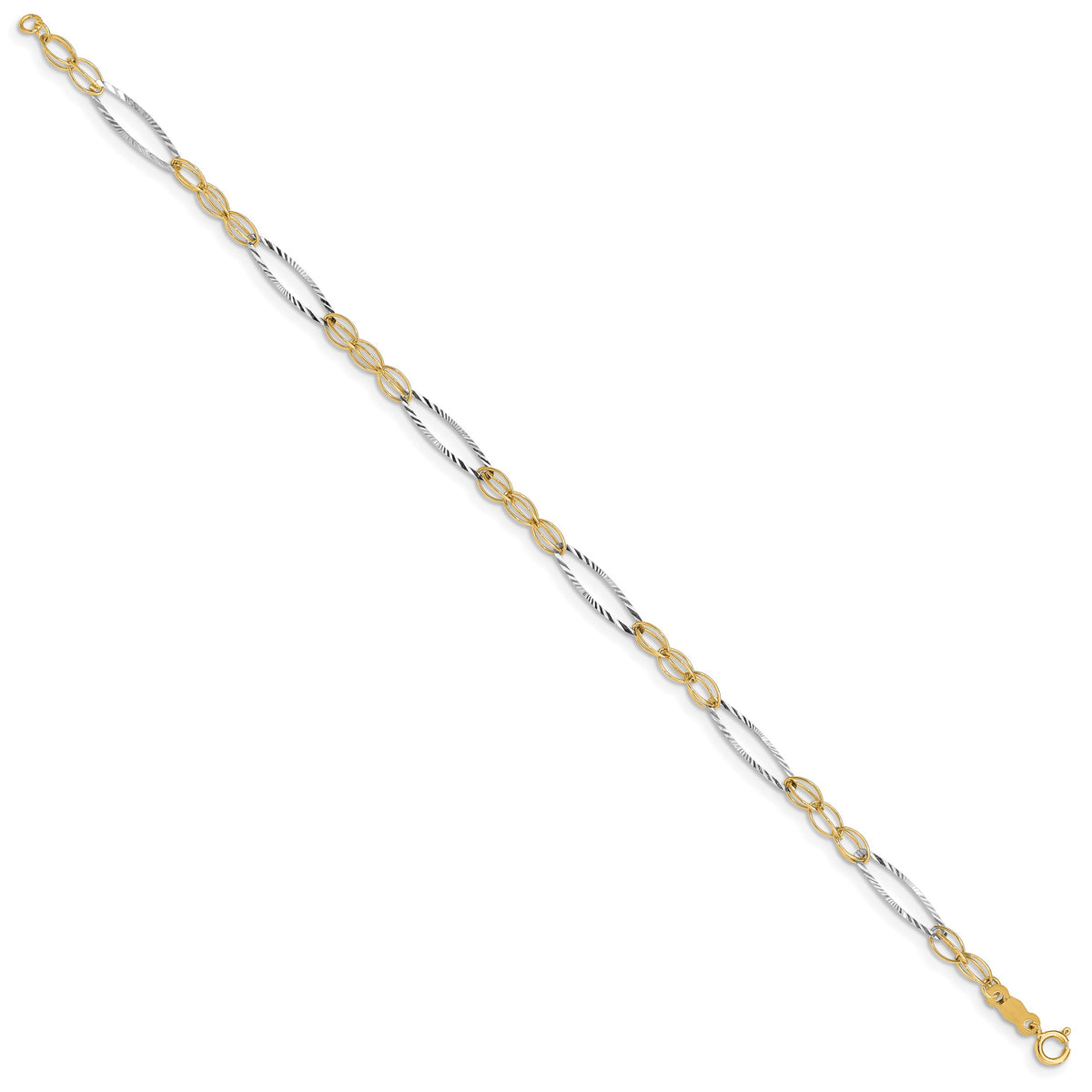14k Two-Tone Gold Polished Oval Design 7.25 inch Bracelet, view 2