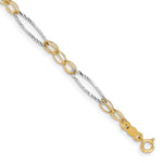 14k Two-Tone Gold Polished Oval Design 7.25 inch Bracelet