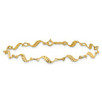 14k Yellow Gold Diamond-cut Wavy Link 7.5 inch Bracelet, view 3