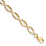14k Yellow Gold Polished Textured Oval Link 7.25 inch Bracelet