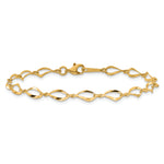 14k Yellow Gold Polished Fancy Twisted Link 7.25 inch Bracelet, view 3
