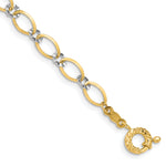 14k Two-Tone Gold Oval and Diamond-cut Circle 7.25 inch Bracelet
