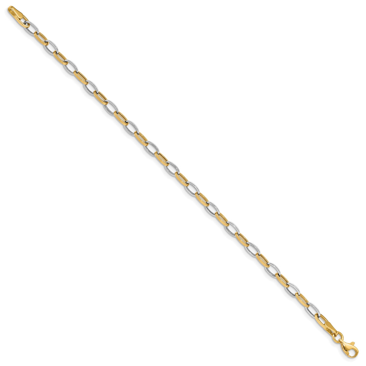 14k Two-Tone Gold Polished Oval Cable Link 7.25 inch Bracelet, view 2