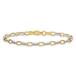 14k Two-Tone Gold Polished Oval Cable Link 7.25 inch Bracelet, view 3