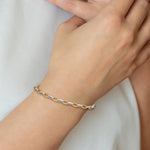14k Two-Tone Gold Polished Oval Cable Link 7.25 inch Bracelet, view 6
