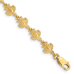 14k Yellow Gold Polished and Textured Turtle 7 inch Bracelet