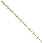 14k Yellow Gold Diamond-cut Open Cross 7.5 inch Bracelet, view 2