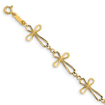 14k Yellow Gold Diamond-cut Open Cross 7.5 inch Bracelet