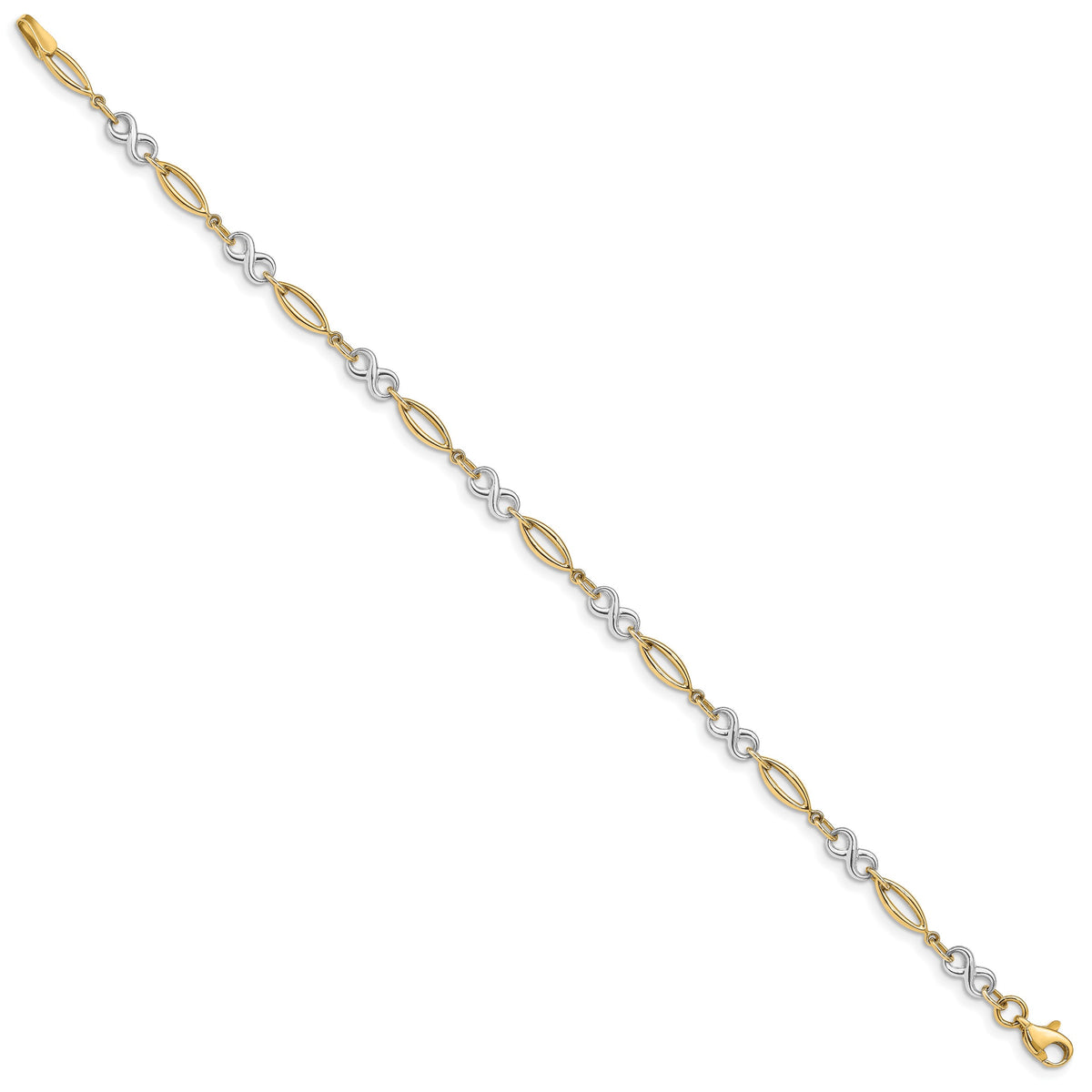 14k Two-Tone Gold Polished Infinity Symbol Oval Link 7.5 inch Bracelet, view 2