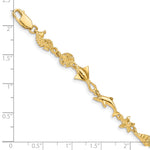 14k Polished and Textured Ocean Motif 7 inch Bracelet